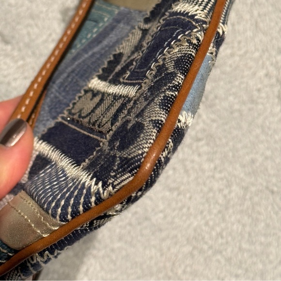 NWOT Coach Signature Indigo Denim and Leather Patchwork Wristlet
